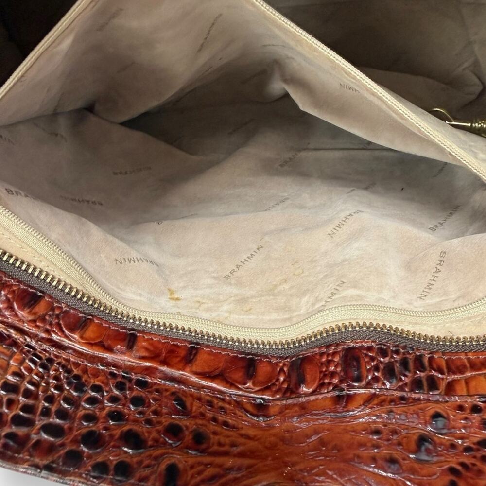 Brahmin Medium Asher Tote Crocodile Embossed Pecan Melbourne Brown - Picture 12 of 13